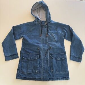 mo:vint-Denim Chore Jacket-Fisherman Core-Pockets-Hood-Size S
